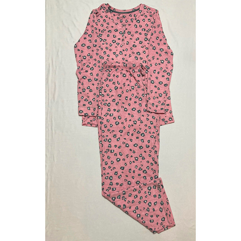 Cuddl Duds Brushed Sweater Knit Long Sleeve Henley Top 2-Pc Pajama Set L