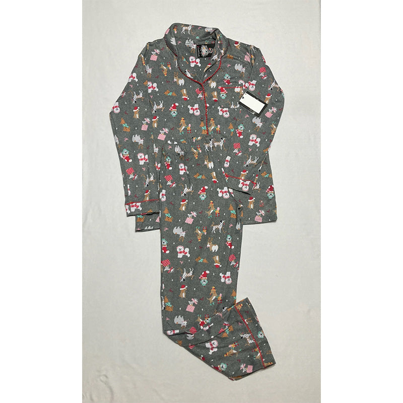 Cuddl Duds Ultra-Soft Notch-Collar Festive Pajamas Set XL
