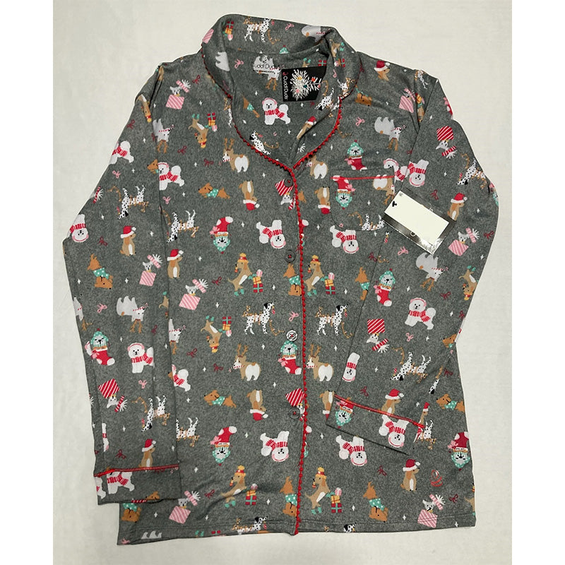Cuddl Duds Ultra-Soft Notch-Collar Festive Pajamas Set XL