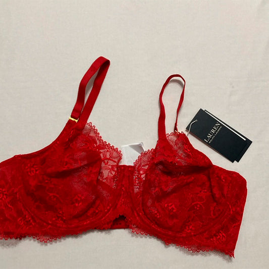 Ralph Lauren Bralette Adjustable Straps Red 38C