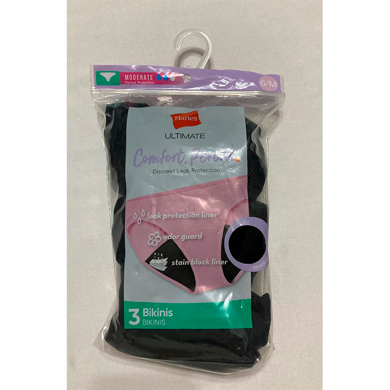 Hanes Comfort Period Moderate Bikini Panty M 3 Pack