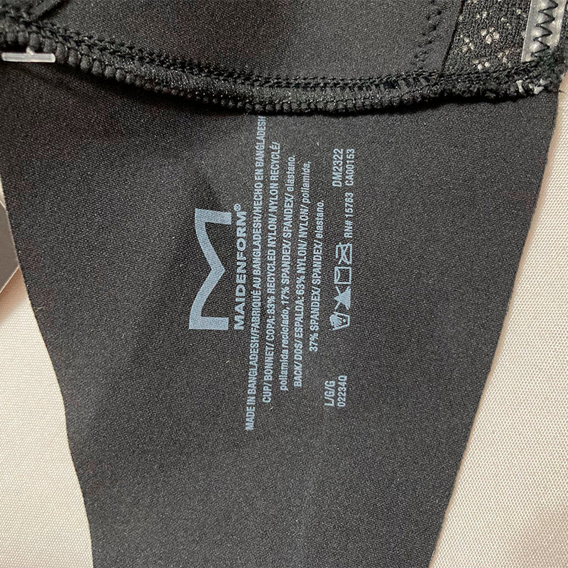 Maidenform  Lacy Triangle Lace Bra with Convertible Straps Wireless Bralette Black L
