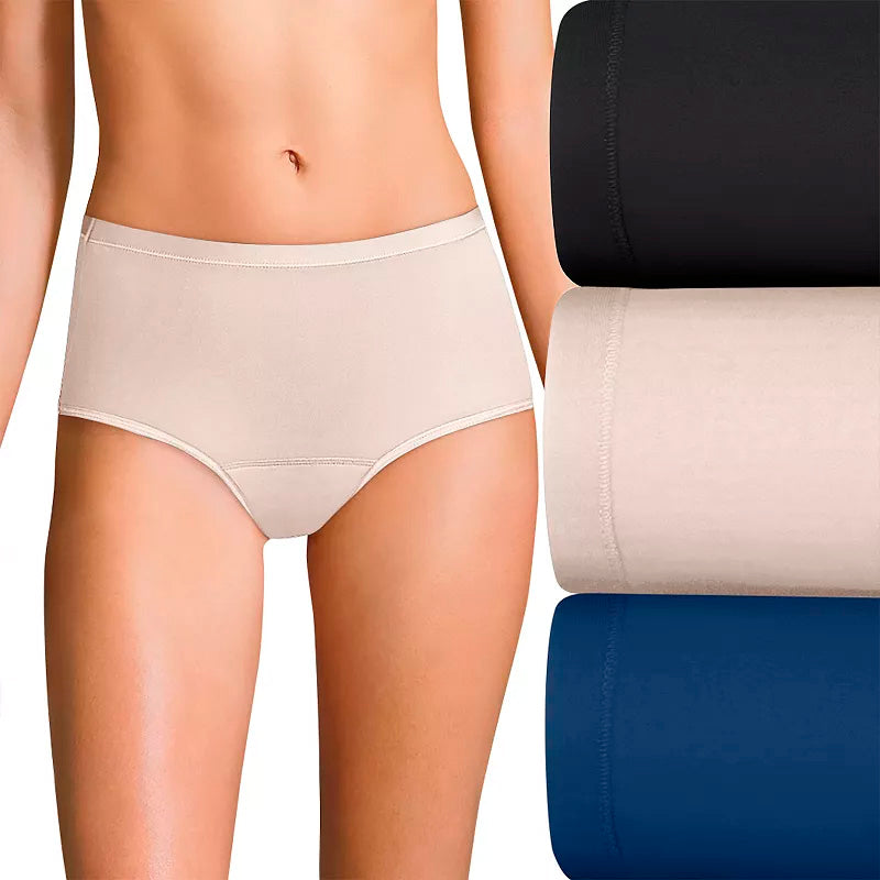 Hanes Comfort Period 3-Pk Brief Light Leak Period Pant Multicolor M