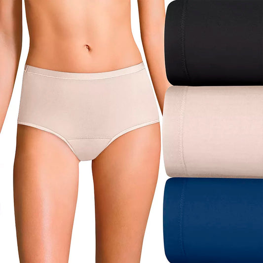 Hanes Comfort Period 3-Pk Brief Light Leak Period Pant Multicolor M