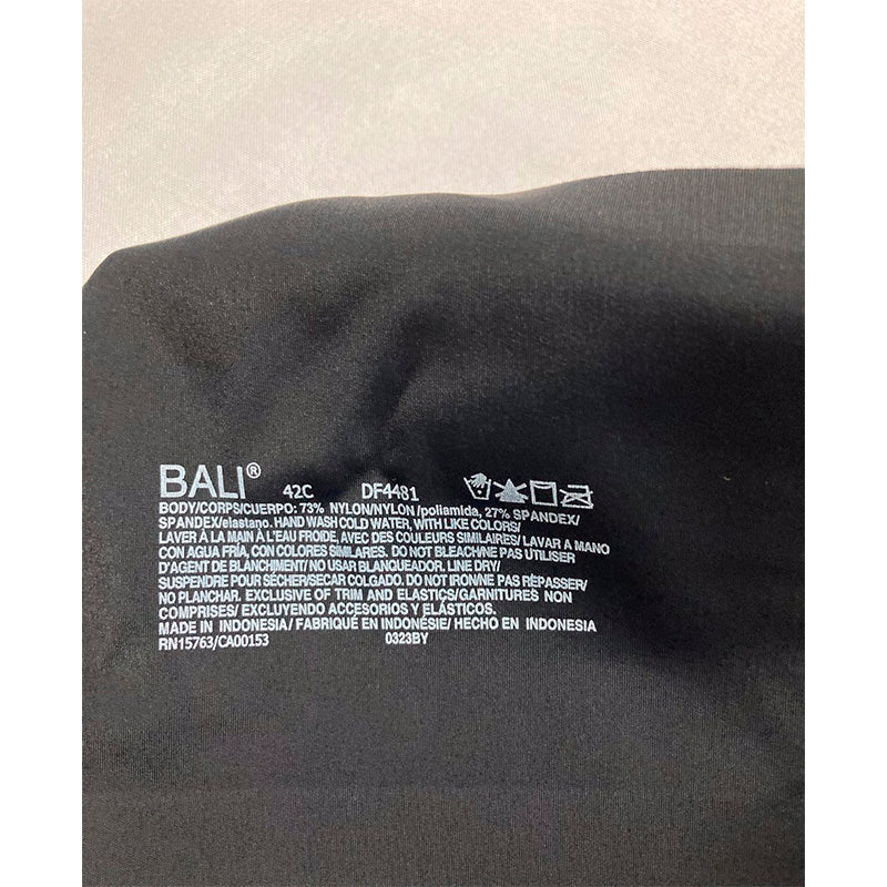 Bali T-Shirt Ultimate Smoothing Underwire Lightweight Convertible Bra Black 42C