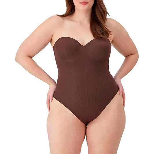 Maidenform Tummy Shaping Thong Bodysuit Multiway Thong Shaper Brown XL