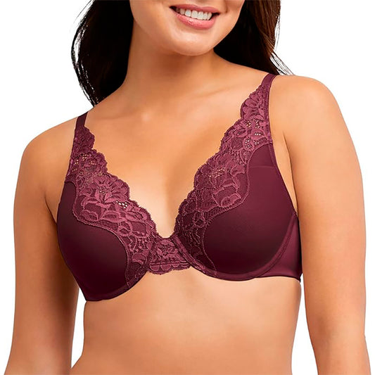 Bali Women's One Smooth U Lace Underwire Burgundy 36DD