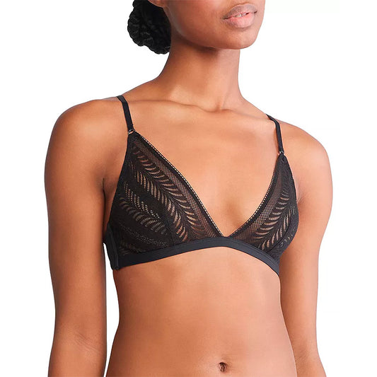 Calvin Klein Minimalist Micro Lace Unlined Triangle Bra Black M