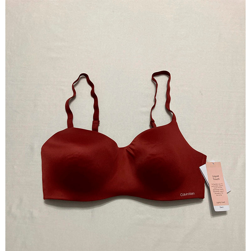Calvin Klein Liquid Touch Lightly Lined Scoop Ne Bra Red 36C