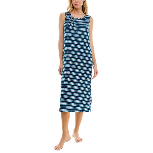 Roudelain Printed Sleeveless Knit Nightgown Quartz Stripe Blue L