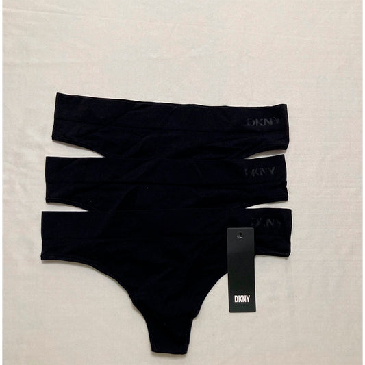 DKNY Seamless Litewear Thong 3Pack Black M