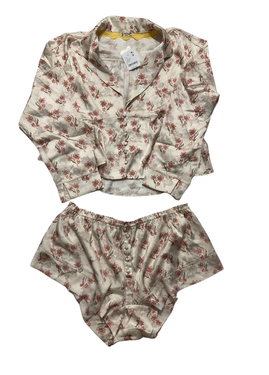 FREE PEOPLE midnight muse satin sleep shorts BEIGE S