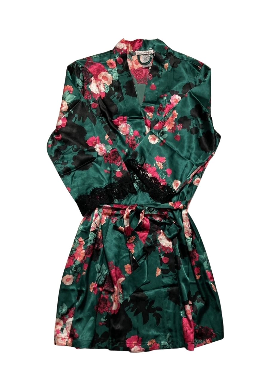 LINEA DONATELLA Chemise and Wrapper Set GREEN S