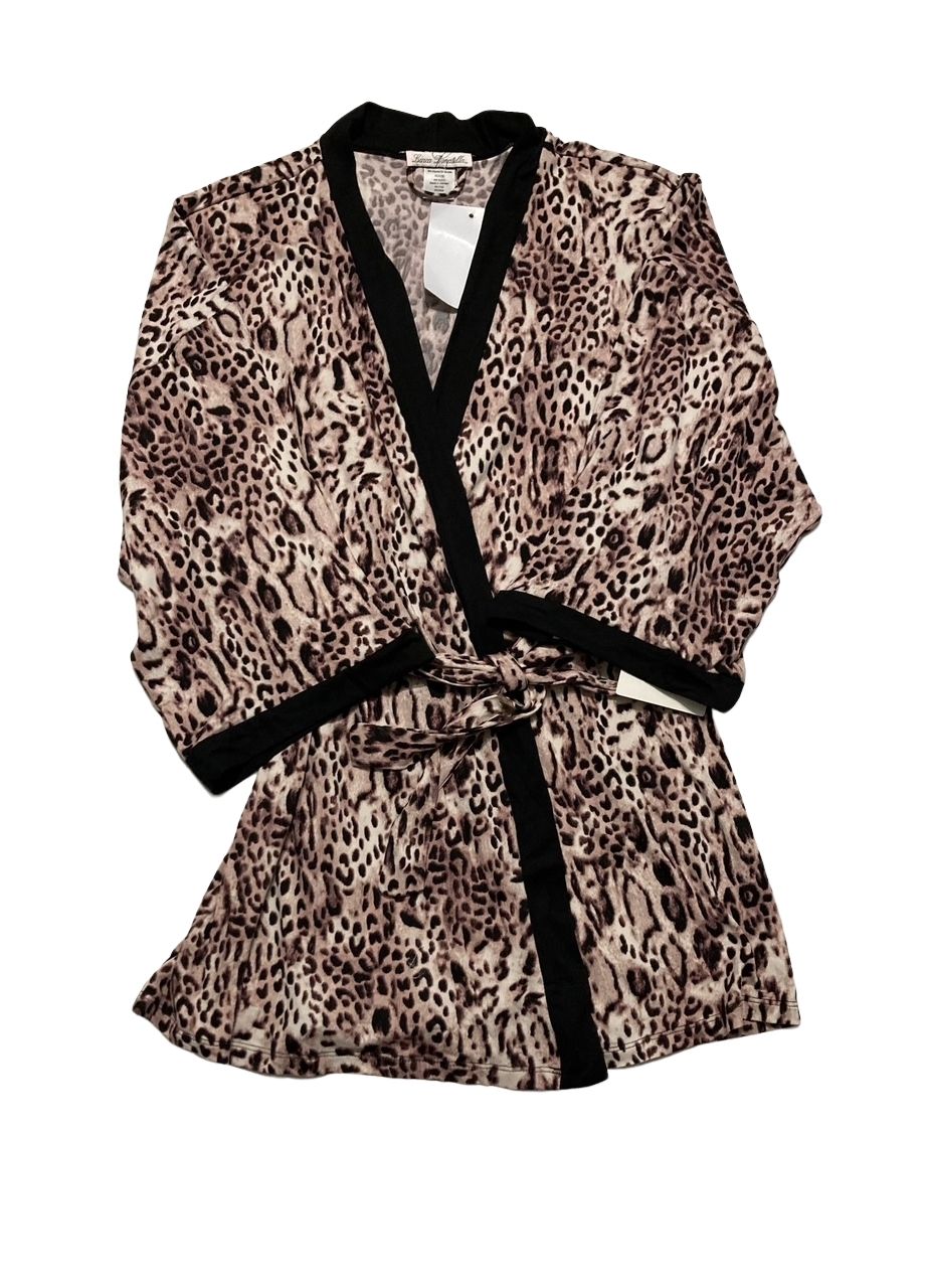 LINEA DONATELLA 2-Piece Leopard Skin Knit Pajama Set Only pants and robe TAUPE L
