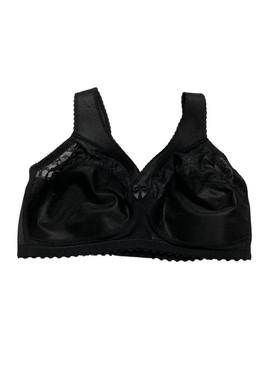 GLAMORISE Full Figure Plus Size Wirefree Support Bra BLACK 38DD