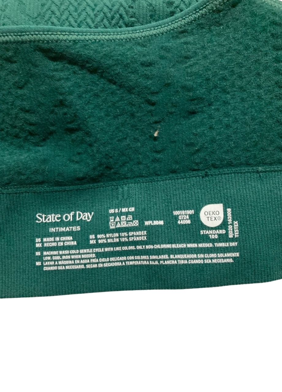 STATE OF DAY Seamless Cable-Knit Bralette GREEN S