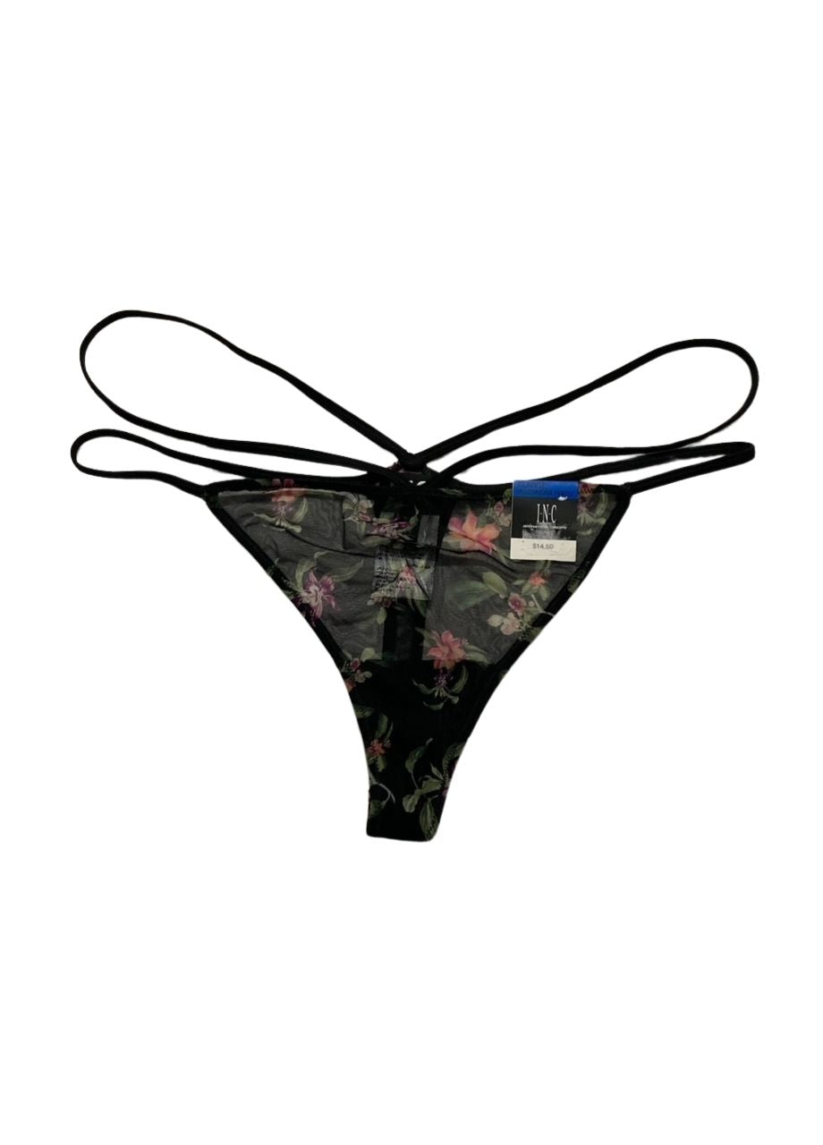 I.N.C Tropical Flowers Mesh Thong Underwear BLACK XL