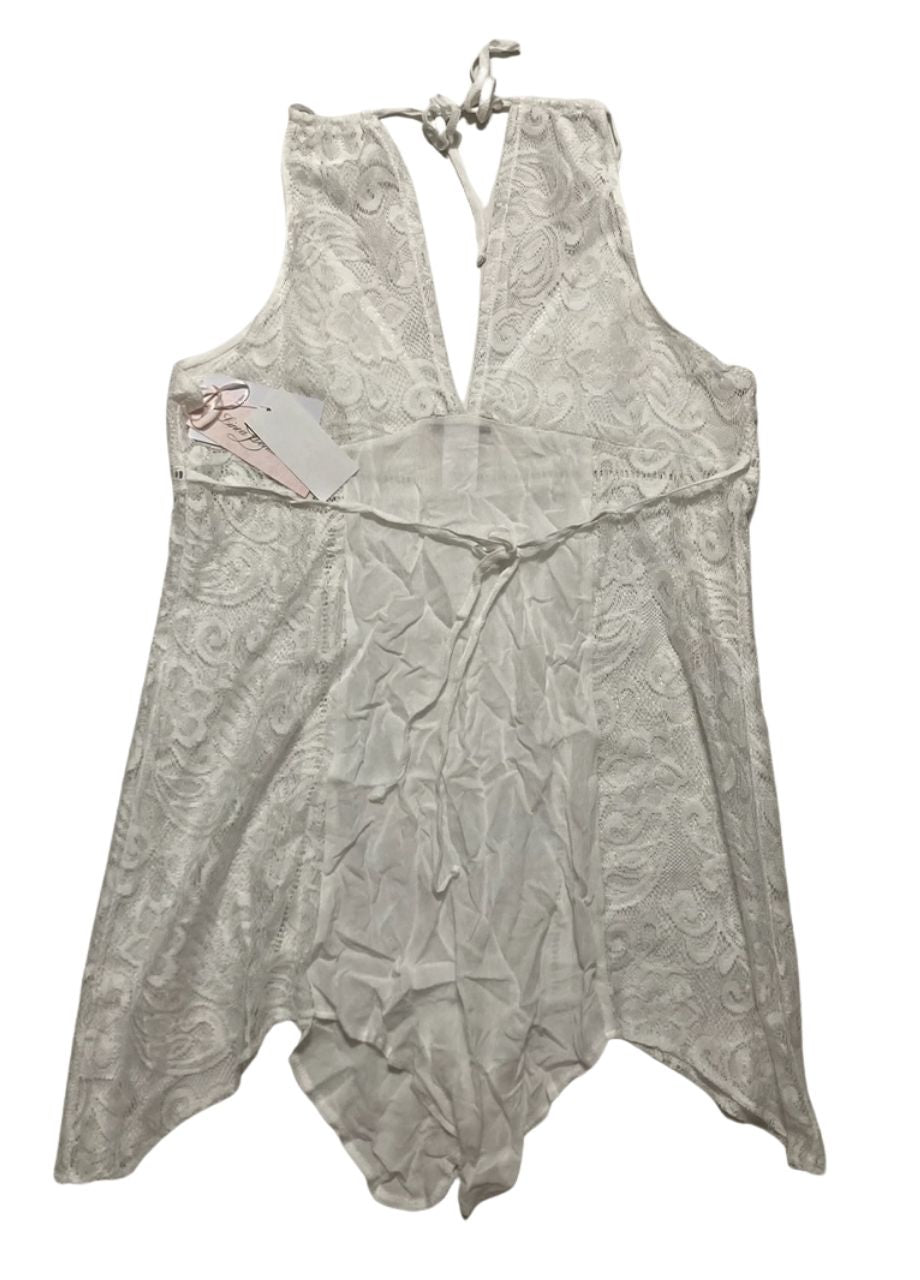 LINEA DONATELLA Lace Trimmed Bridal Babydoll WHITE L