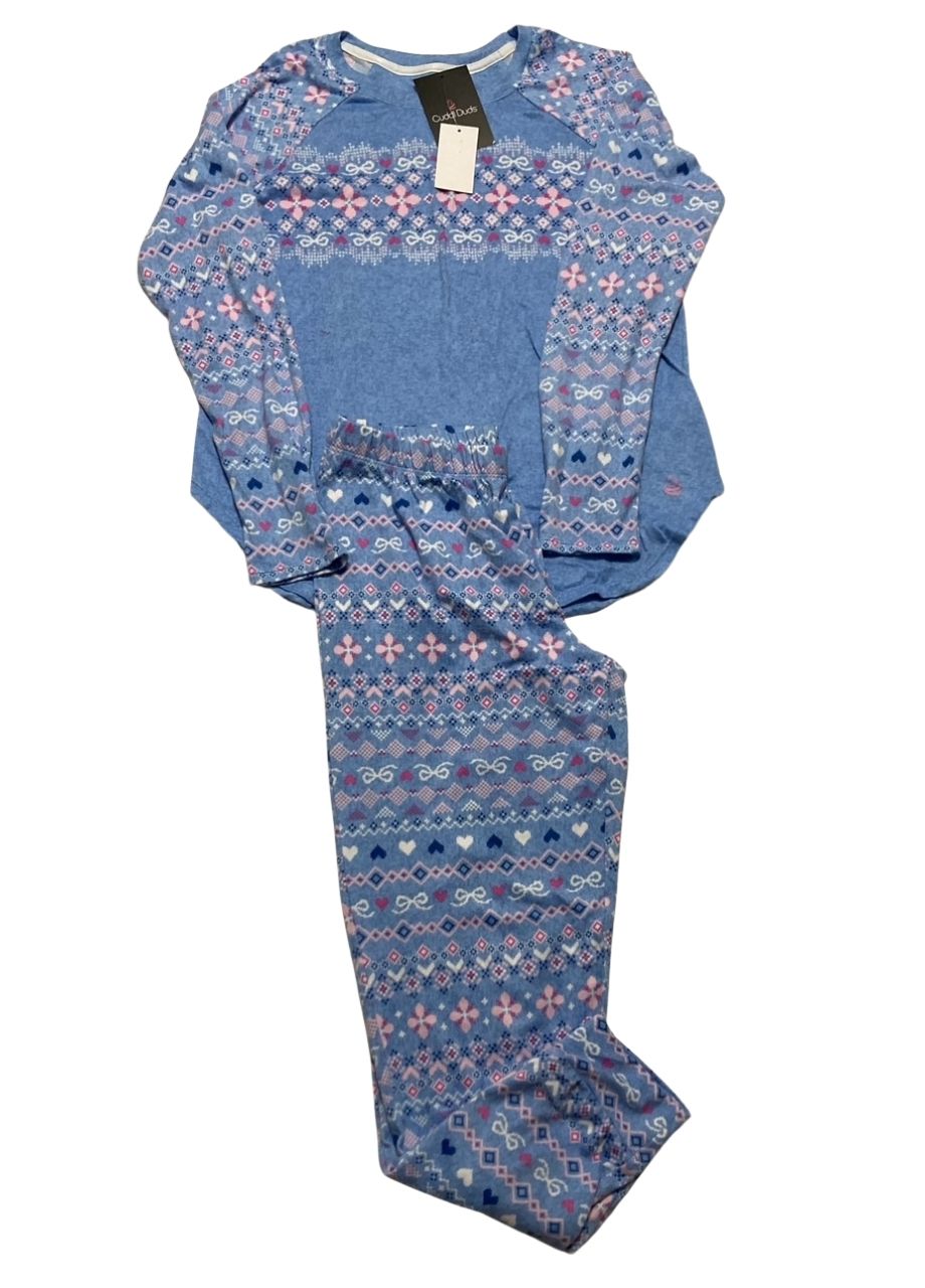 CUDDL DUDS Long Sleeve Knit Pajama Set in Brushed Sweater PERI FAIR ISLE S