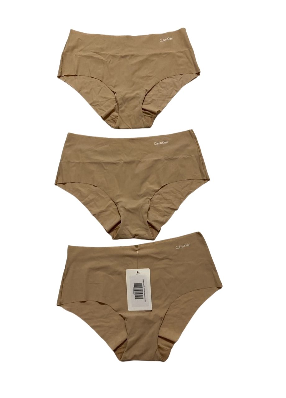 CALVIN KLEIN Invisibles Seamless Hipster Panties 3 Pack LIGHT CARAMEL S