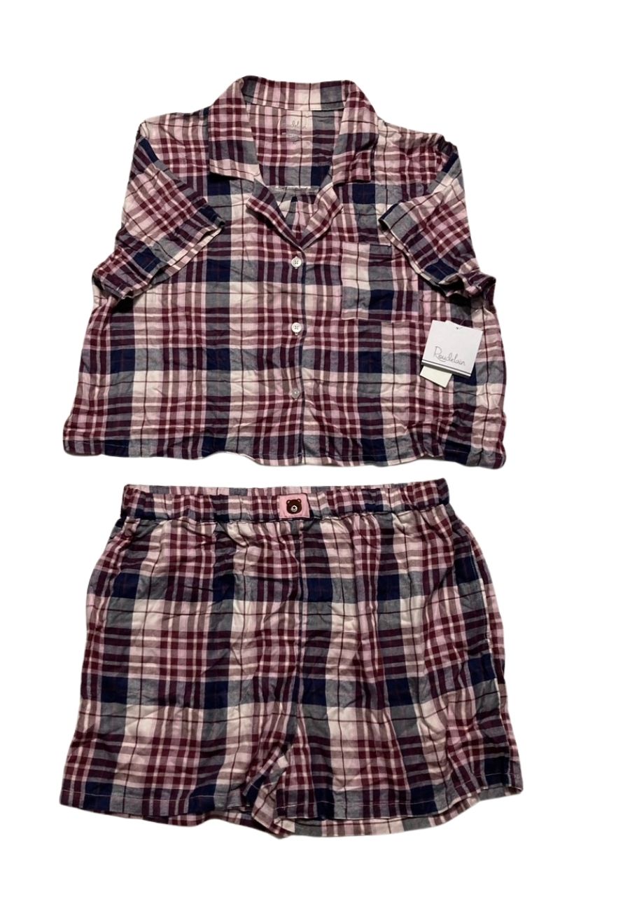 ROUDELAIN Pasha Paisley Patchwork Top & Shorts, 2-Piece Set COLLEGE PLAID XL