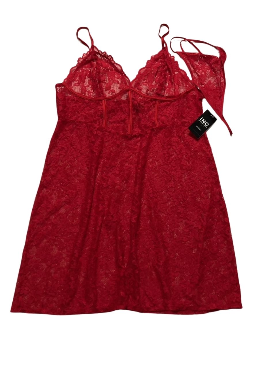I.N.C Lace Cupped Chemise/Panty 2 piece set RED L