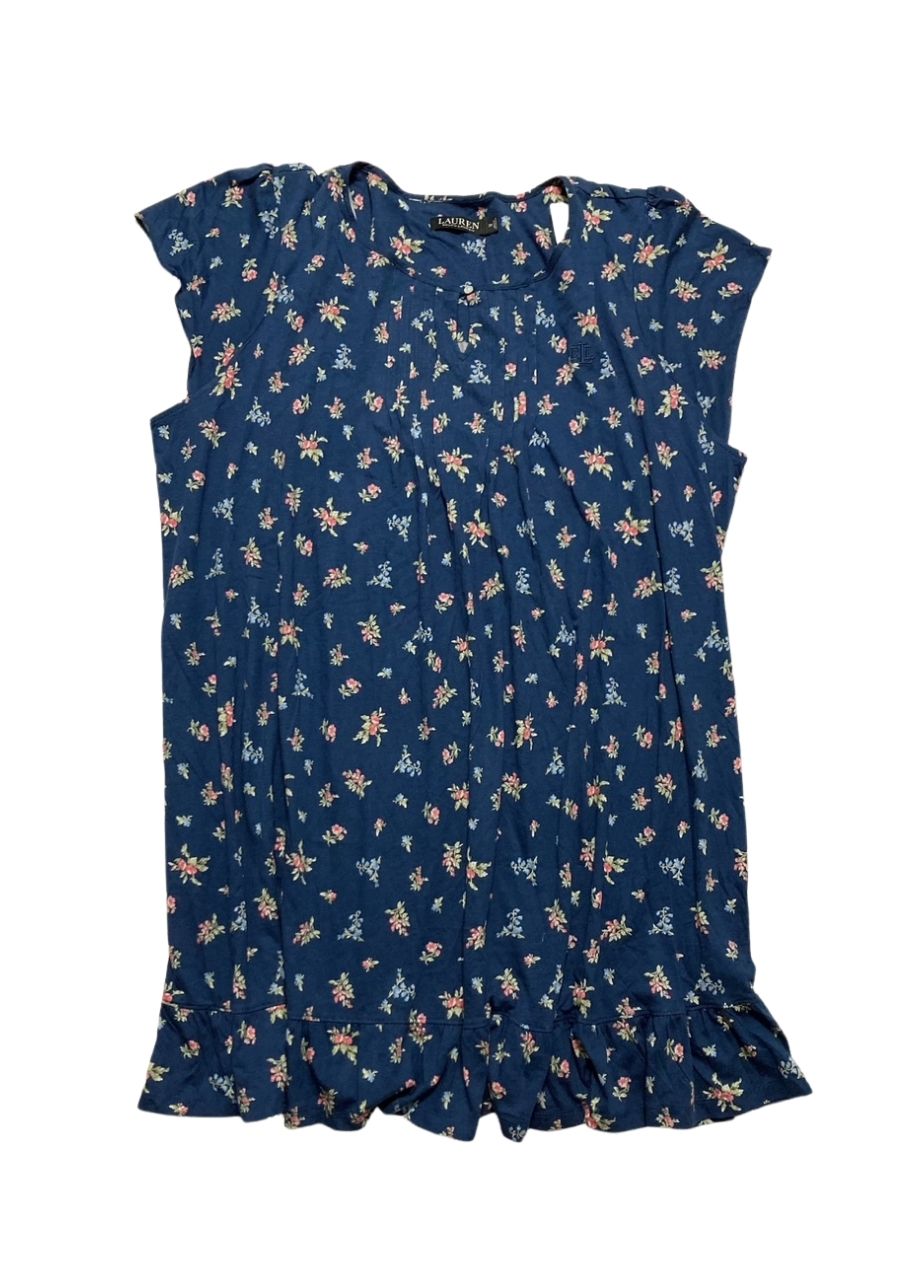 RALPH LAUREN Floral cotton blouse BLUE 2X