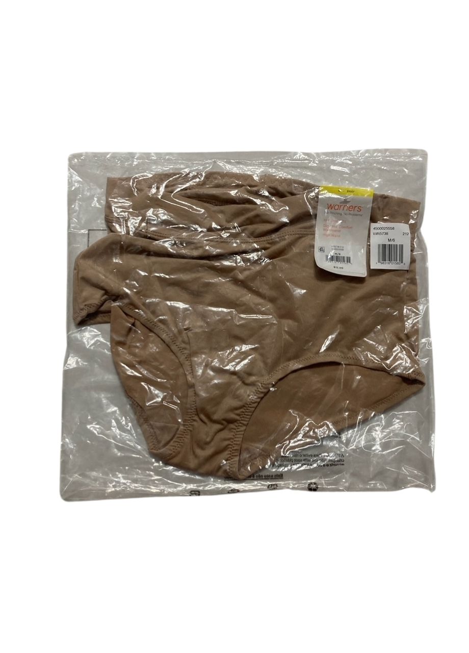 WARNER'S No Pinching No Problems Hi Cut Brief Panty TOASTED ALMOND M