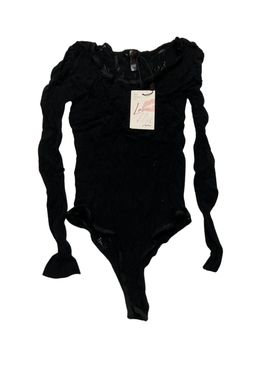 LOVEMOI Flirty Floral Long Sleeve Seamless Bodysuit BLACK L