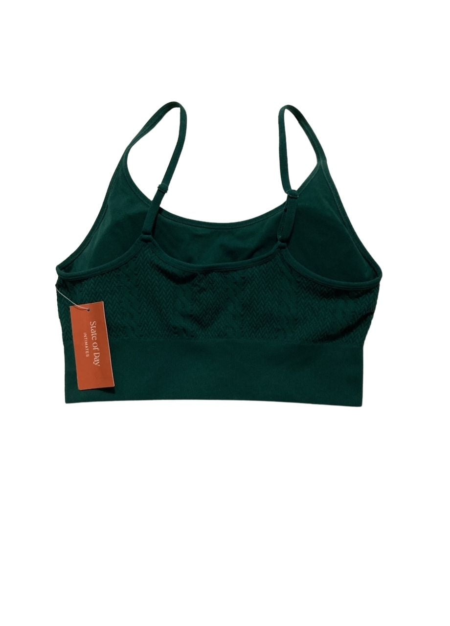 STATE OF DAY Seamless Cable-Knit Bralette GREEN M