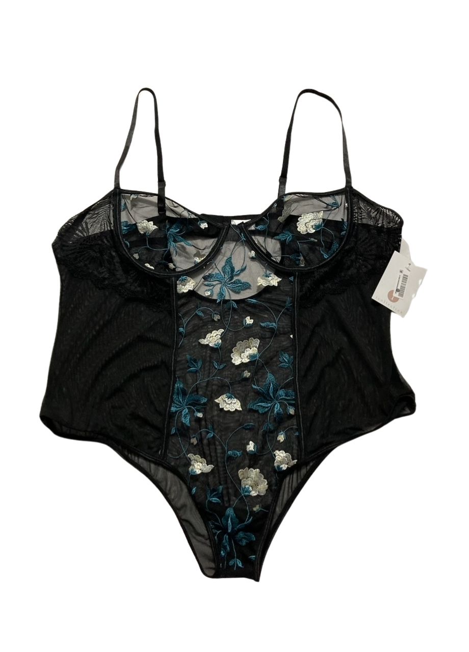 ICOLLECTION Milani Plus Size Teddy Lingerie BLACK 2X
