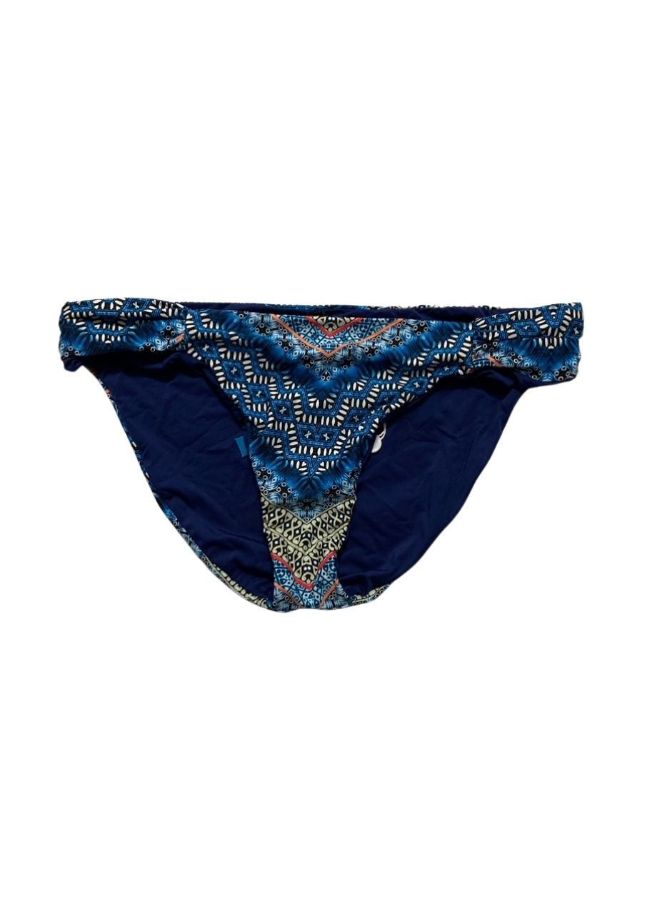 LUCKY BRAND Nomad Chevron Reversibile Side Sash Hipster Bikini Bottom New BLUE L