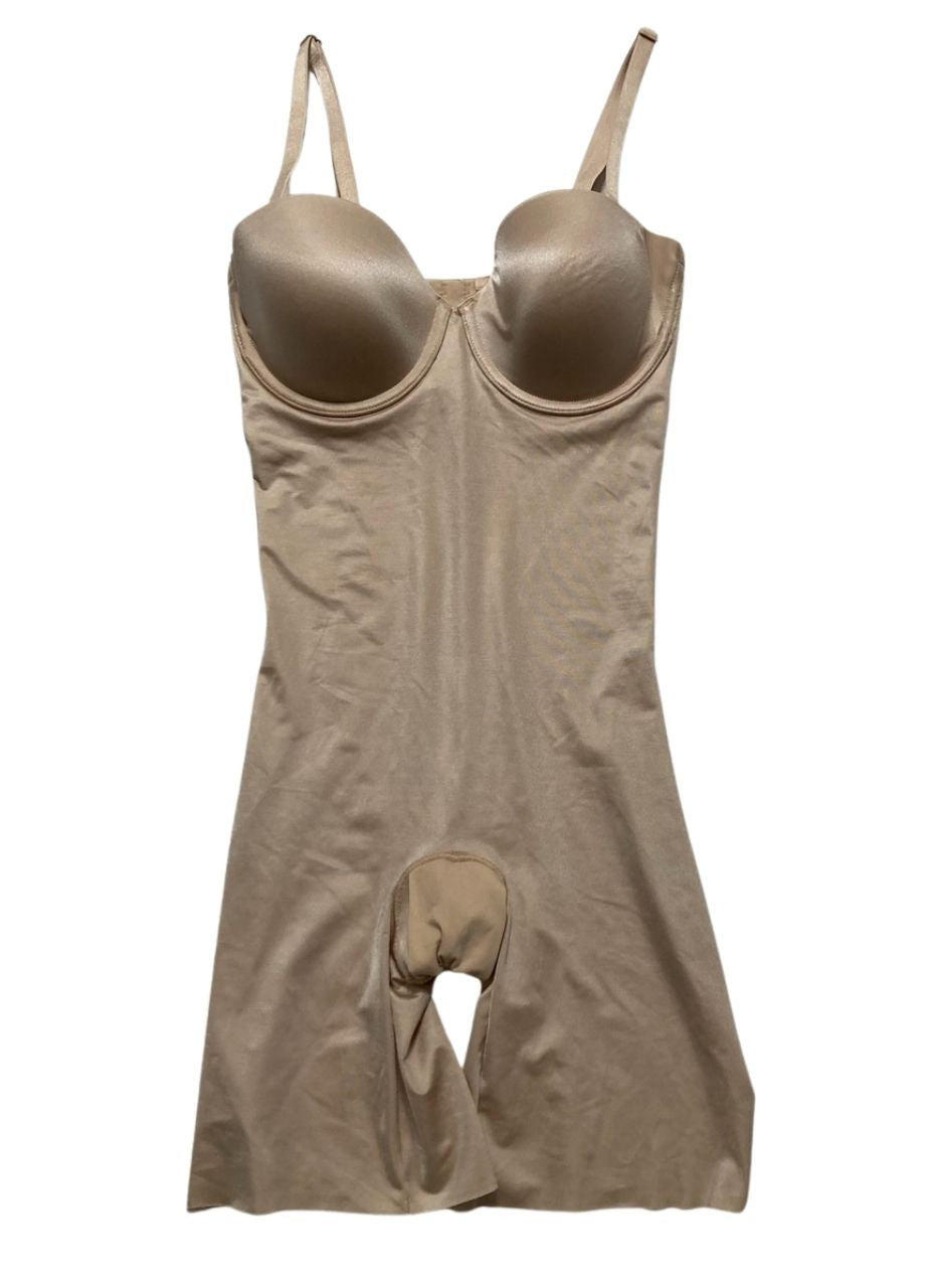 SPANX Suit Your Fancy Strapless Cupped Mid-Thigh Bodysuit CHAMPAGNE BEIGE S