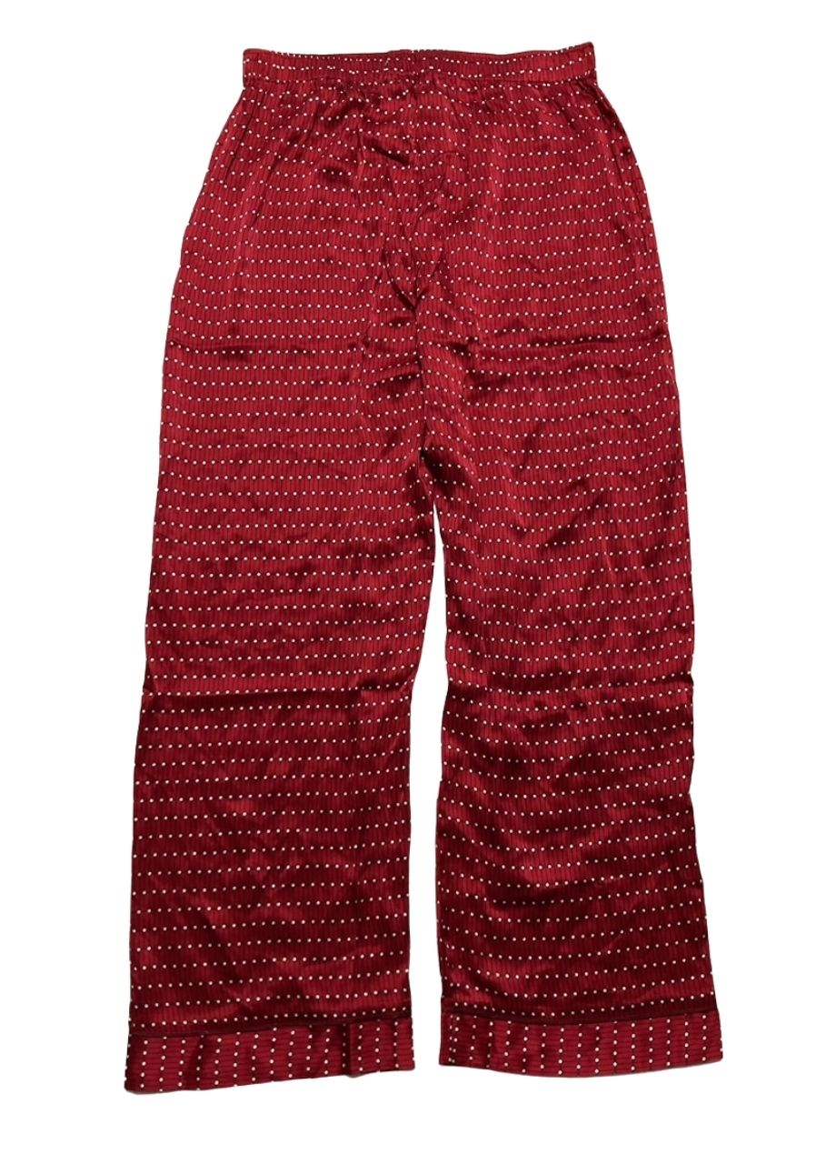 EBERJEY Printed Washable Silk Long Pajama Bottom RED M