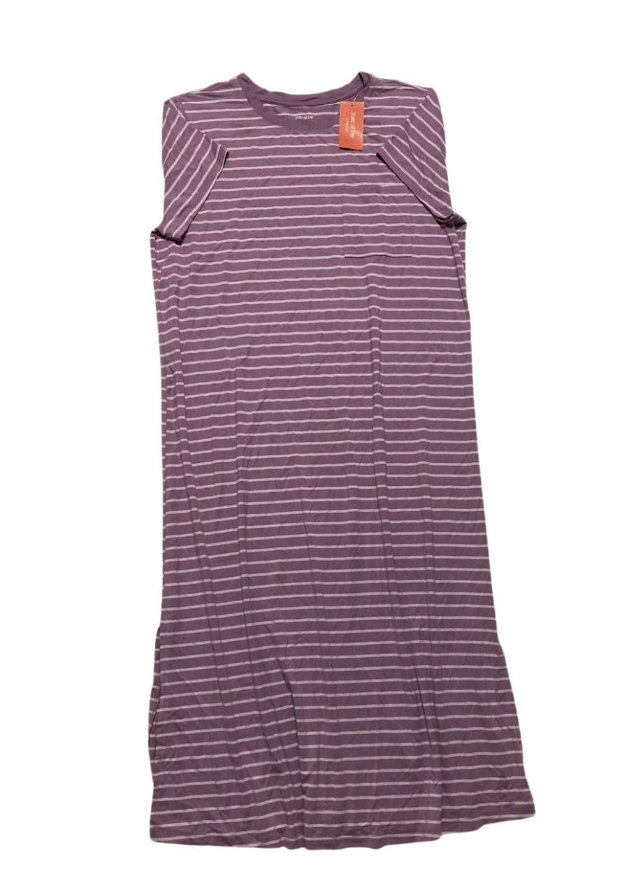 STATE OF DAY Ribbed Modal Blend Tank Nightgown GRAPE STRIPE M