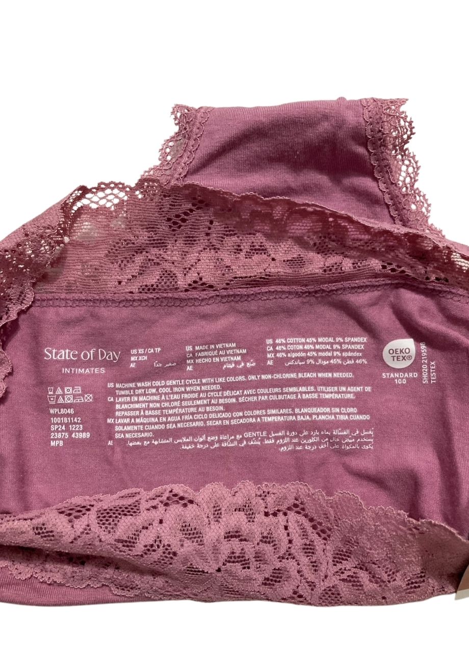 STATE OF DAY Cotton Blend Lace-Trim Hipster Underwear PINK XS