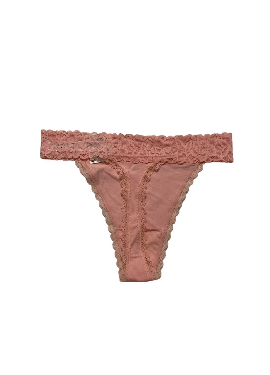 STATE OF DAY Cotton Blend Lace-Trim Thong Underwear PINK