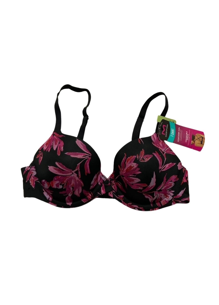MAIDENFORM Modern Demi T-Shirt Underwire Bra BLACK FLORAL 34B