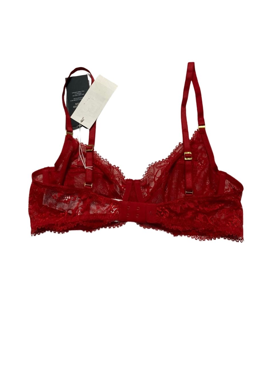 RALPH LAUREN Unlined Lace Full Coverage Bra RED 36B