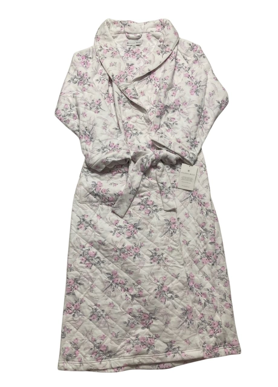 ELILEEN WEST Quiet Bloom Cotton Diamond Quilt Wrap Robe QUIET BLOOM S/M