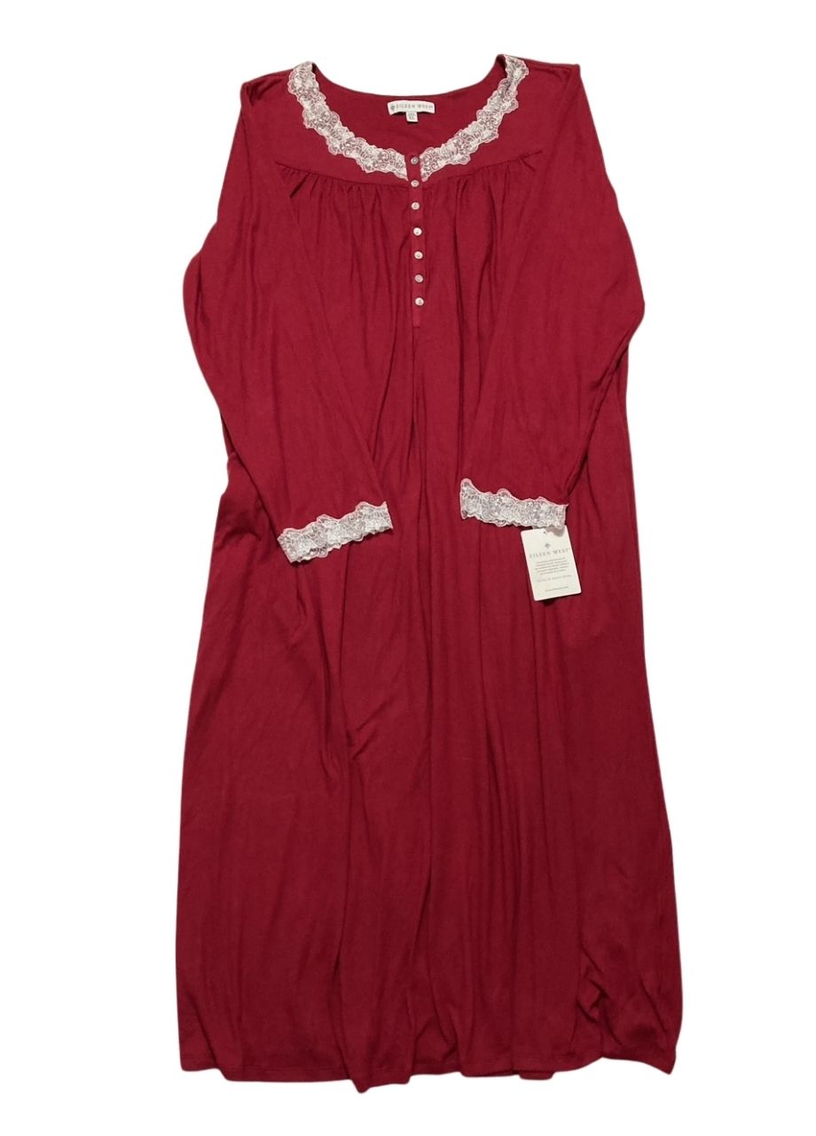 EILEEN WEST Soft and Cozy Dream Sweater Knit Long Sleeve SOLID RED CLARET XL