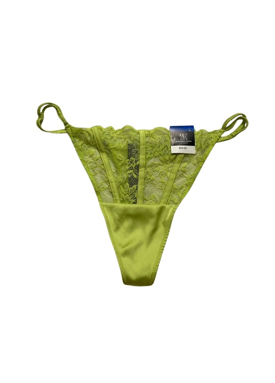 I.N.C Metallic Lace Thong Underwear GREEN XL
