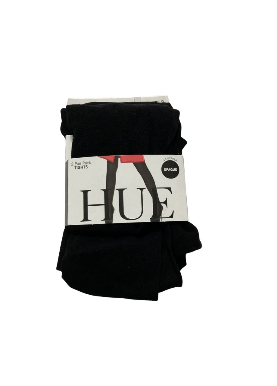HUE 2-Pair-Pack Women's Opaque Sheer to Waist Tights BLACK 2