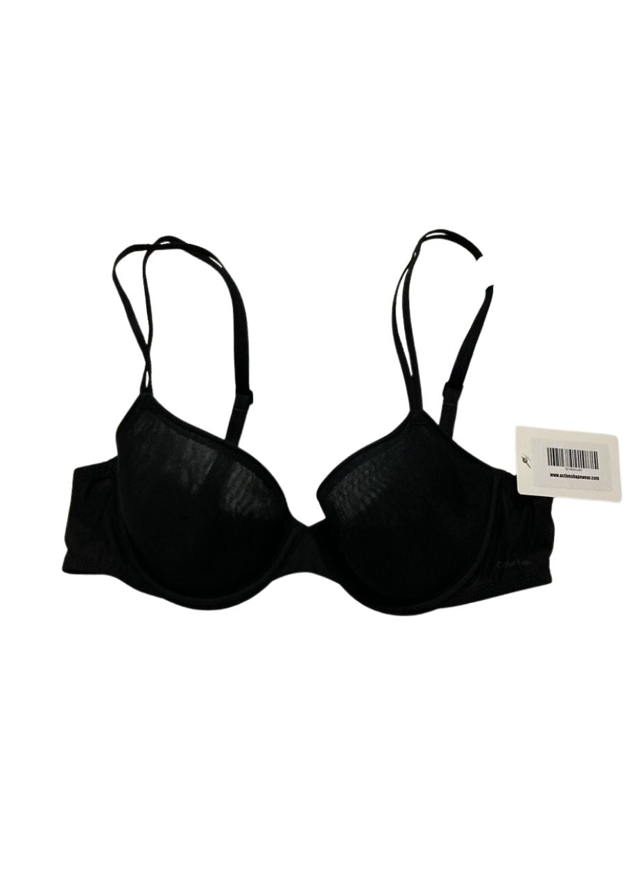 CALVIN KLEIN Sheer Marquisette Lightly Lined Demi Bra BLACK 34A