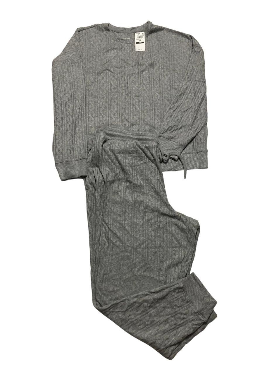 STATE OF DAY Packaged Chenille Sweater & Pant Set GRAY 2X