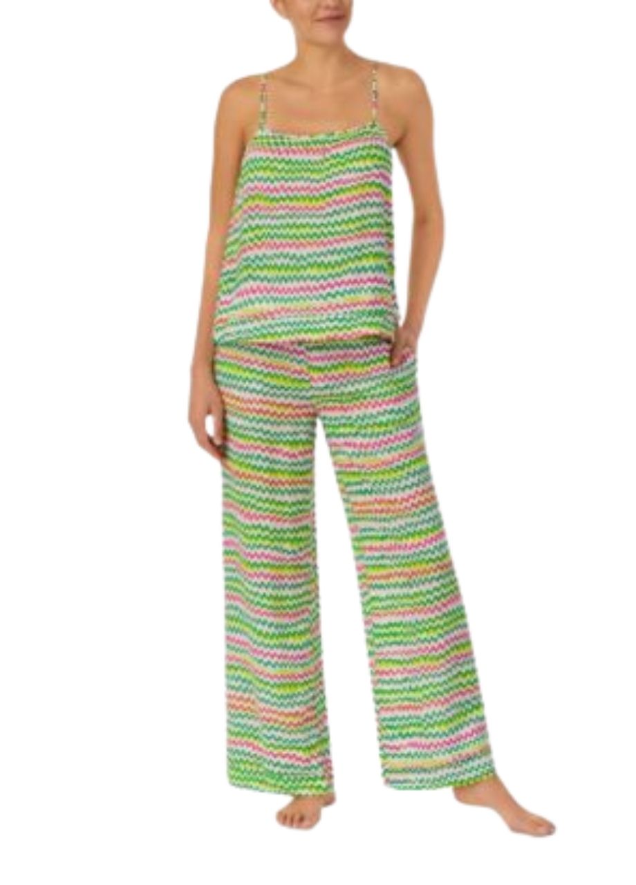 SANCTUARY 2-Pc. Printed Ruffled Pajamas Set GREEN S