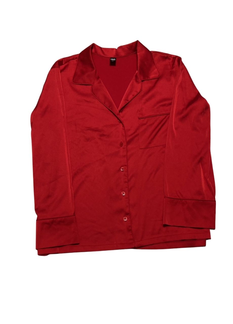 I.N.C Red Printed Satin Long Pajama RED XL