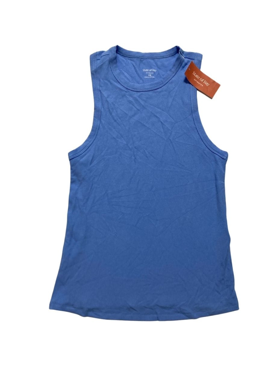STATE OF DAY Cotton Stretch Crew Neck pajama top BLUE XS