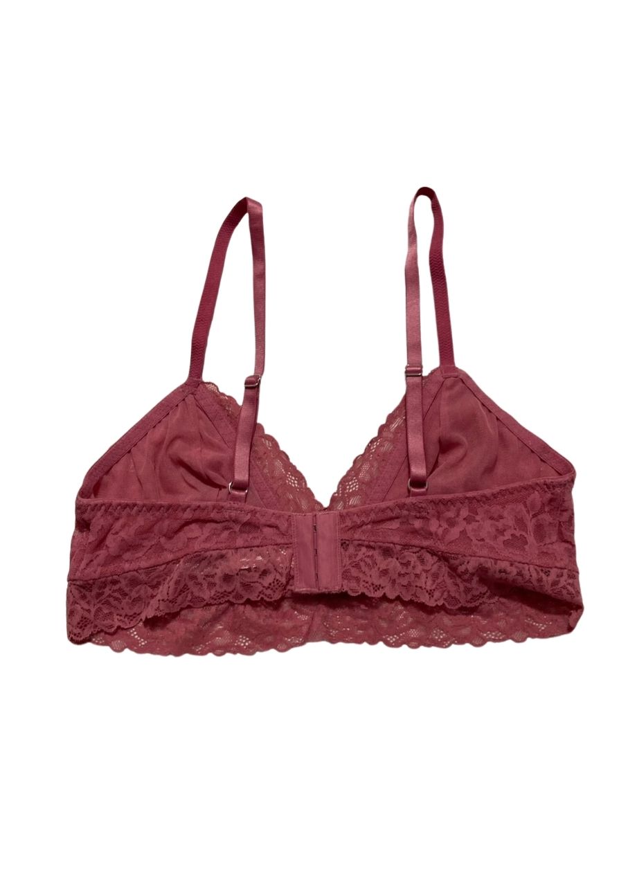 STATE OF DAY Lace Back Closure Mesh Lined Lightweight Bralett PINK M