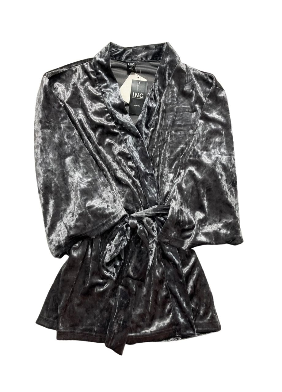 I.N.C Lace-Trim Knit Wrap Robe GRAY S